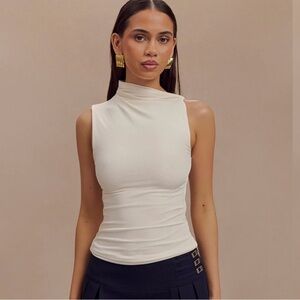 Meshki Cream High Neck Sleeveless Tank